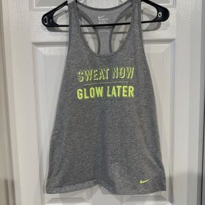 Nike Dri-Fit The Nike Tee Womens Athletic Cut Tank 'Sweat Now Glow Later' Medium